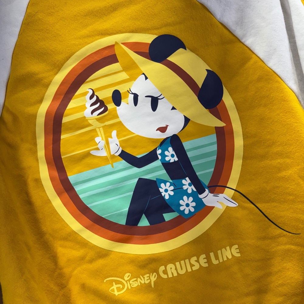 Disney Cruise Line Minnie Mouse Ice Cream Zip Hoodie‎ Yellow White XS S